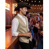 image:imageCOOFANDY Mens Suede Leather Vest Cowboy Western Waistcoat Casual Slim Fit Suit VestBeige With Pattern