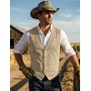 image:imageCOOFANDY Mens Suede Leather Vest Cowboy Western Waistcoat Casual Slim Fit Suit VestBeige With Pattern