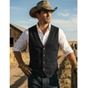 image:imageCOOFANDY Mens Suede Leather Vest Cowboy Western Waistcoat Casual Slim Fit Suit VestBlack