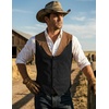 image:imageCOOFANDY Mens Suede Leather Vest Cowboy Western Waistcoat Casual Slim Fit Suit VestBlack Khakiwith Pattern