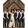 image:imageCOOFANDY Mens Suede Leather Vest Cowboy Western Waistcoat Casual Slim Fit Suit VestBlack Khakiwith Pattern
