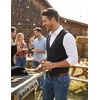 image:imageCOOFANDY Mens Suede Leather Vest Cowboy Western Waistcoat Casual Slim Fit Suit VestBlack With Pattern