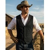 image:imageCOOFANDY Mens Suede Leather Vest Cowboy Western Waistcoat Casual Slim Fit Suit VestBlack With Pattern