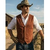 image:imageCOOFANDY Mens Suede Leather Vest Cowboy Western Waistcoat Casual Slim Fit Suit VestBrown