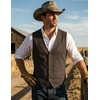 image:imageCOOFANDY Mens Suede Leather Vest Cowboy Western Waistcoat Casual Slim Fit Suit VestCoffee With Pattern