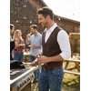 image:imageCOOFANDY Mens Suede Leather Vest Cowboy Western Waistcoat Casual Slim Fit Suit VestCoffee With Pattern