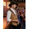 image:imageCOOFANDY Mens Suede Leather Vest Cowboy Western Waistcoat Casual Slim Fit Suit VestCoffekhakiwith Pattern