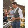 image:imageCOOFANDY Mens Suede Leather Vest Cowboy Western Waistcoat Casual Slim Fit Suit VestGrey