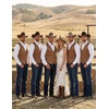 image:imageCOOFANDY Mens Suede Leather Vest Cowboy Western Waistcoat Casual Slim Fit Suit VestKhaki With Pattern