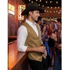 image:imageCOOFANDY Mens Suede Leather Vest Cowboy Western Waistcoat Casual Slim Fit Suit VestKhaki With Pattern