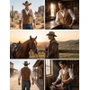 image:imageCOOFANDY Mens Suede Leather Vest Cowboy Western Waistcoat Casual Slim Fit Suit VestKhaki With Pattern