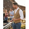 image:imageCOOFANDY Mens Suede Leather Vest Cowboy Western Waistcoat Casual Slim Fit Suit VestLight Khaki