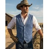 image:imageCOOFANDY Mens Suede Leather Vest Cowboy Western Waistcoat Casual Slim Fit Suit VestNavy Blue