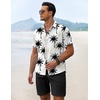 image:imageCOOFANDY Mens Summer Beach Outfits 2 Piece Short Sleeve Shirts and Shorts Vacation Texture Linen Sets for MenCoconut Tree White