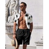 image:imageCOOFANDY Mens Summer Beach Outfits 2 Piece Short Sleeve Shirts and Shorts Vacation Texture Linen Sets for MenCoconut Tree White