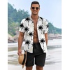 image:imageCOOFANDY Mens Summer Beach Outfits 2 Piece Short Sleeve Shirts and Shorts Vacation Texture Linen Sets for MenCoconut Tree White