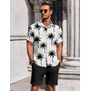 image:imageCOOFANDY Mens Summer Beach Outfits 2 Piece Short Sleeve Shirts and Shorts Vacation Texture Linen Sets for MenCoconut Tree White