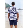image:imageCOOFANDY Mens Summer Beach Outfits 2 Piece Short Sleeve Shirts and Shorts Vacation Texture Linen Sets for MenCoconut Treewhite