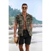 image:imageCOOFANDY Mens Summer Beach Outfits 2 Piece Short Sleeve Shirts and Shorts Vacation Texture Linen Sets for MenGrey Green