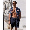 image:imageCOOFANDY Mens Summer Beach Outfits 2 Piece Short Sleeve Shirts and Shorts Vacation Texture Linen Sets for MenNavy  Floral