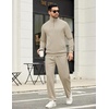 image:imageCOOFANDY Mens Sweatsuits 2 Piece Set Quarter Zip Pullover with Wide Leg Sweatpants Matching TracksuitBeige