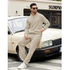 image:imageCOOFANDY Mens Sweatsuits 2 Piece Set Quarter Zip Pullover with Wide Leg Sweatpants Matching TracksuitBeige