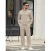 image:imageCOOFANDY Mens Sweatsuits 2 Piece Set Quarter Zip Pullover with Wide Leg Sweatpants Matching TracksuitBeige
