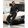 image:imageCOOFANDY Mens Sweatsuits 2 Piece Set Quarter Zip Pullover with Wide Leg Sweatpants Matching TracksuitBlack