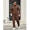image:imageCOOFANDY Mens Sweatsuits 2 Piece Set Quarter Zip Pullover with Wide Leg Sweatpants Matching TracksuitBrown