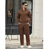 image:imageCOOFANDY Mens Sweatsuits 2 Piece Set Quarter Zip Pullover with Wide Leg Sweatpants Matching TracksuitBrown