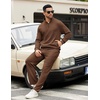 image:imageCOOFANDY Mens Sweatsuits 2 Piece Set Quarter Zip Pullover with Wide Leg Sweatpants Matching TracksuitBrown