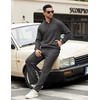 image:imageCOOFANDY Mens Sweatsuits 2 Piece Set Quarter Zip Pullover with Wide Leg Sweatpants Matching TracksuitDark Grey