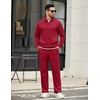 image:imageCOOFANDY Mens Sweatsuits 2 Piece Set Quarter Zip Pullover with Wide Leg Sweatpants Matching TracksuitDeep Red