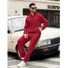 image:imageCOOFANDY Mens Sweatsuits 2 Piece Set Quarter Zip Pullover with Wide Leg Sweatpants Matching TracksuitDeep Red
