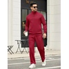 image:imageCOOFANDY Mens Sweatsuits 2 Piece Set Quarter Zip Pullover with Wide Leg Sweatpants Matching TracksuitDeep Red