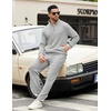 image:imageCOOFANDY Mens Sweatsuits 2 Piece Set Quarter Zip Pullover with Wide Leg Sweatpants Matching TracksuitLight Grey