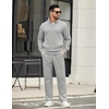 image:imageCOOFANDY Mens Sweatsuits 2 Piece Set Quarter Zip Pullover with Wide Leg Sweatpants Matching TracksuitLight Grey