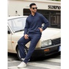 image:imageCOOFANDY Mens Sweatsuits 2 Piece Set Quarter Zip Pullover with Wide Leg Sweatpants Matching TracksuitNavy