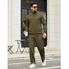 image:imageCOOFANDY Mens Sweatsuits 2 Piece Set Quarter Zip Pullover with Wide Leg Sweatpants Matching TracksuitOlive Green