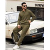 image:imageCOOFANDY Mens Sweatsuits 2 Piece Set Quarter Zip Pullover with Wide Leg Sweatpants Matching TracksuitOlive Green