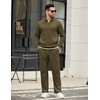 image:imageCOOFANDY Mens Sweatsuits 2 Piece Set Quarter Zip Pullover with Wide Leg Sweatpants Matching TracksuitOlive Green