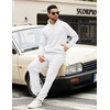 image:imageCOOFANDY Mens Sweatsuits 2 Piece Set Quarter Zip Pullover with Wide Leg Sweatpants Matching TracksuitWhite