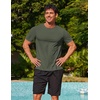 image:imageCOOFANDY Mens Swim Shirt Short Sleeve UPF 50 Sun Shirt Rash Guard TShirts Quick Dry Beach Shirts BreathableArmy Green