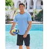 image:imageCOOFANDY Mens Swim Shirt Short Sleeve UPF 50 Sun Shirt Rash Guard TShirts Quick Dry Beach Shirts BreathableLight Blue