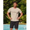 image:imageCOOFANDY Mens Swim Shirt Short Sleeve UPF 50 Sun Shirt Rash Guard TShirts Quick Dry Beach Shirts BreathableLight Khaki