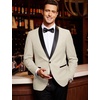 image:imageCOOFANDY Mens Tuxedo Jacket One Button Dress Suit Blazer Jacket for Wedding Dinner Prom PartyBeige