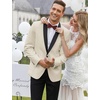 image:imageCOOFANDY Mens Tuxedo Jacket One Button Dress Suit Blazer Jacket for Wedding Dinner Prom PartyBeige