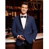 image:imageCOOFANDY Mens Tuxedo Jacket One Button Dress Suit Blazer Jacket for Wedding Dinner Prom PartyBluejacquard