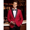 image:imageCOOFANDY Mens Tuxedo Jacket One Button Dress Suit Blazer Jacket for Wedding Dinner Prom PartyRed