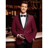 image:imageCOOFANDY Mens Tuxedo Jacket One Button Dress Suit Blazer Jacket for Wedding Dinner Prom PartyRedjacquard